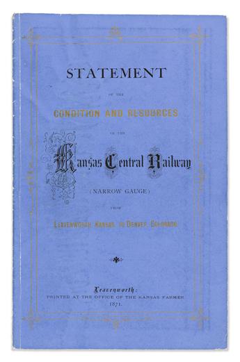 (WEST--KANSAS.) Statement of the Condition and Resources of the Kansas Central Railway, Narrow Gauge.